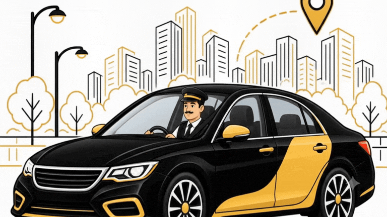 Driver taking a customer across the city